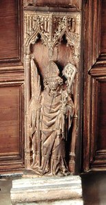 St. Augustine, en af kirkens fire latinske fædre (træ) af School Netherlandish