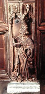 St. Gregory, en af kirkens fire latinske fædre (træ) af School Netherlandish