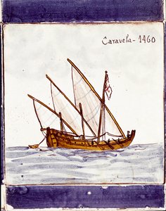 Repræsentation af en karavel fra den portugisiske flåde (Tegning på keramik (azulejo)