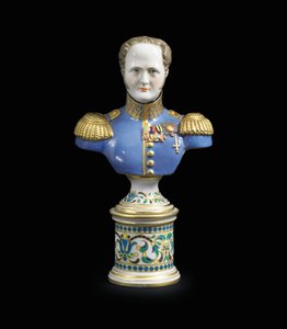 En porcelænsbuste af kejser Alexander I, ca. 1825-1850 (porcelæn) af School Russian