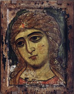 Archange Gabriel - Ærkeenglen Gabriel (Engelen med det gyldne hår) - Russisk ikon - ca 1200 - Tempera på panelet - 49x38,5 - Statens Russiske Museum, Skt. Petersborg