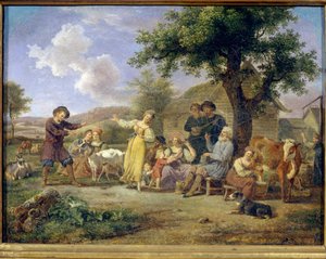 Bondefester. Anonymt maleri, olie på lærred, anden halvdel af 1700-tallet. Russisk kunst fra det 18. århundrede. Statens Tretyakov-galleri, Moskva. af School Russian