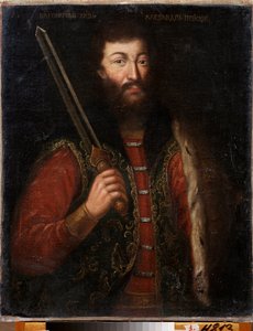 Portræt af Alexander Nevsky, Prins af Novgorod, storhertug af Vladimir (1220-1263). Maleri af en russisk mester, olie på lærred, efter 1724. Russisk kunst fra 1700-tallet. Regionalt kunstgalleri, Chelyabinsk (Rusland). af School Russian