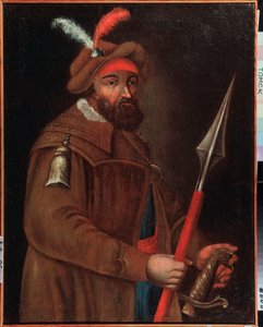 Portræt af kosaklederen Yermak Timofeyevich (født mellem 1532 og 1542-1585), Sibiriens erobrer. Anonymt maleri, olie på lærred, begyndelsen af ​​1700-tallet. Statens Kunstmuseum, Tomsk (Rusland). af School Russian