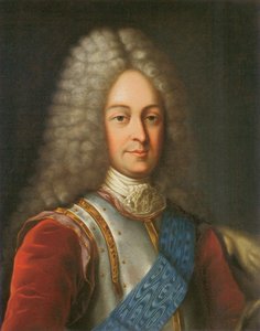 Portræt af prins Vasily Lukich Dolgorukov, første halvdel af 1700-tallet (farve litho) af School Russian