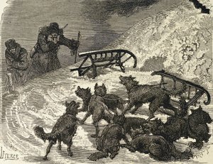 Sibirien. Kane væltet, russisk kunstner (gravering), af School Russian