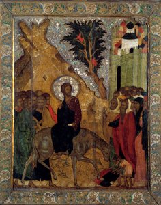 The Enrollment of Christ in Jerusalem Russisk ikon af 1560. Moskva, Kreml Museer. af School Russian