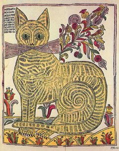 Katten fra Kazan, satirisk illustration af folkebog (lubok), ca. 1710 (gravering, akvarel)