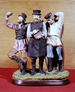 Tre berusede Moujiks, lavet af Gardner Factory, Moskva, ca. 1860-70 (porcelæn) af School Russian