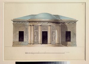 En koncertsal. Værk af en russisk mester, akvarel på papir, ca. 1826. Statens Frilandsmuseum Tsarkoye Selo, Sankt Petersborg. af School Russian