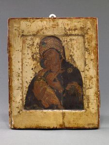 Volokolamskaya Guds Moder (tempera på panel) af School Russian