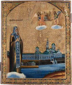 helgen Nil de Stolbensk (mort en 1554) - Saint Nilus of Lake Seliger - russisk ikon af School Russian