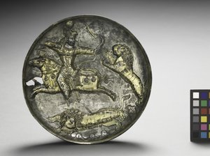 Fad: King Hormizd II eller Hormizd III Jagtløver, 400-600 (forgyldt sølv)