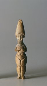 Figur med høj hat, fra Susa, Iran, 4.-6. århundrede e.Kr. (knogle)