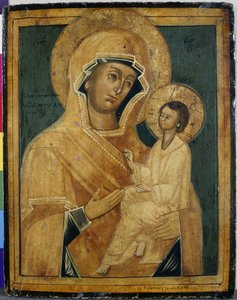 Madonna og barn, slutningen af det 18. eller begyndelsen af det 19. århundrede (tempera på poppeltræ) af School Serbian