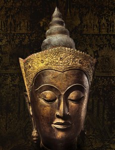 Ayutthaya stil hoved af et kronet Buddha billede (bronze)
