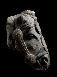Hestehoved, stenskulptur fra Fuente la Higuera af School Spanish
