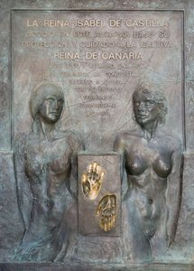 Mindesmærke for Isabel af Castille i Alcazar-haven (bronze) af School Spanish