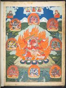 Tilføje. Eller. 3047  En af 12 tegninger, der viser tibetanske guddomme af en tibetansk kunstner, sandsynligvis i Lhasa, ca. 1800    (gouache på papir) af School Tibetan