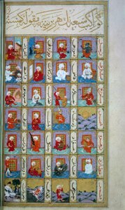 Tyrkisk astrologi: de syv planeter og de forskellige metier. Manuskript fra middelalderen, BN, Paris.
