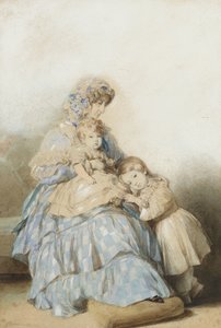 Dronning Maria Amalia af franskmændene, med børn af prins Louis, hertug af Nemours, 1845 af School of Franz Xaver Winterhalter