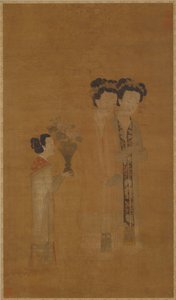 Hofdamer og tjenere, Ming-dynastiet, 1500-tallet. af School of Tang Yin