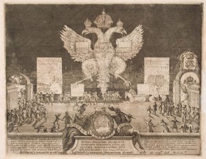 Fyrværkeri i Moskva den 1. januar 1704 i anledning af erobringen af den svenske fæstning Nyenskans, 1705 af Schoonebeek