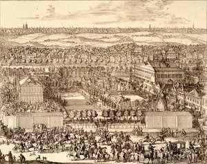 Det tyske kvarter Nemetskaya sloboda i Moskvas højre del, 1705 af Schoonebeek