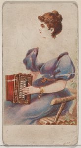 Harmonika, fra Musical Instruments-serien N82 til Duke-cigaretter, 1888., 1888. af Schumacher and Ettlinger