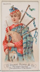Sækkepibe, fra Musical Instruments-serien N82 til Duke-cigaretter, 1888., 1888. af Schumacher and Ettlinger