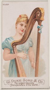Harpe, fra Musical Instruments-serien N82 til Duke-cigaretter, 1888., 1888. af Schumacher and Ettlinger