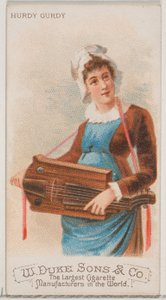 Hurdy Gurdy, fra Musical Instruments-serien N82 til Duke-cigaretter, 1888., 1888. af Schumacher and Ettlinger