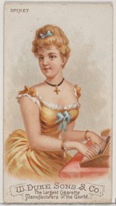 Spinet, fra Musical Instruments-serien N82 til Duke-cigaretter, 1888., 1888. af Schumacher and Ettlinger