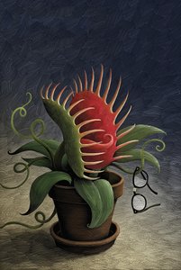 Little Shop of Horrors, 2015 (scratchboard, farvelagt digitalt) af Scott McKowen
