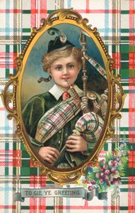 Britisk nytårskort (farvelitografi) af Scottish School