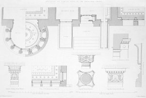 Udvendige og indvendige detaljer af Holmwood, Glasgow (gravering) af Scottish School