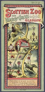 Reklamefolder for Scottish Zoo and Variety Circus, ca. 1890 af Scottish School