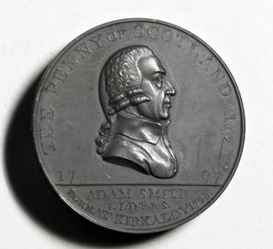 Scottish Penny til minde om Adam Smith (forside), 1797 (kobber) (for bagside se XJF448270) af Scottish School