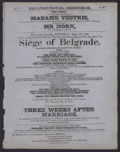 Teaterprogram for Theatre Royal, Edinburgh, 23. august 1823 (litho) af Scottish School