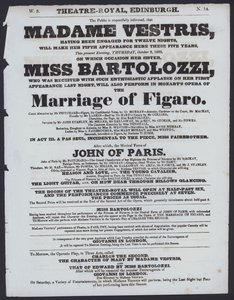 Teaterprogram for Theatre Royal, Edinburgh, 8. oktober 1829 (litho) af Scottish School