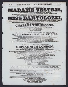 Teaterprogram for Theatre Royal, Edinburgh, 9. oktober 1829 (litho) af Scottish School