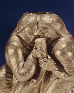 Plaque, der forestiller to skytere, der deler en drink (guld) (detalje af 343170) af Scythian