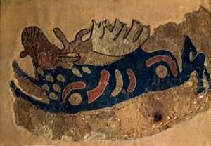 Art Scythe (Scythic Civilization eller Scythia): fragment af en filtsadelbelægning. Sankt Petersborg, Eremitagemuseet