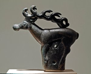 Art Scythe (Scythic Civilization eller Scythia): zoomorphic dæksel, der repræsenterer en hjort. Bronzegenstand fra det 6. - 2. århundrede f.Kr. Sankt Petersborg, Eremitagemuseet