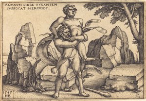 Hercules dræber Anthaeus af Sebald Beham