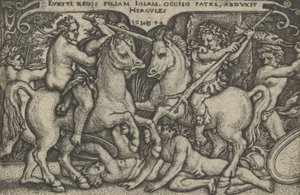 Hercules bortfører Iole, fra The Labours of Hercules, 1544.