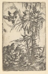 Joachim modtager løftet om Jomfruens fødsel, 1520. af Sebald Beham