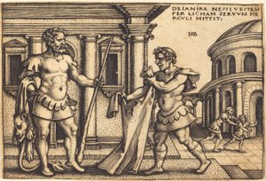 Lycus bringer Nessus beklædning til Hercules af Sebald Beham