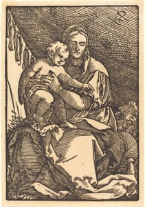 Madonna og barn under en baldakin af Sebald Beham