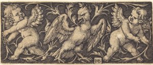 Ornament med Eagle og Two Genii af Sebald Beham